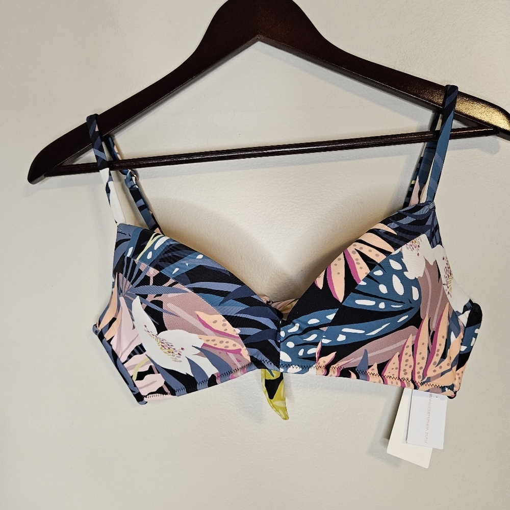 Raisins Tropical Print Women's Swim Top Bikini Black Rock Padded Bra Large Cute - Picture 2 of 10